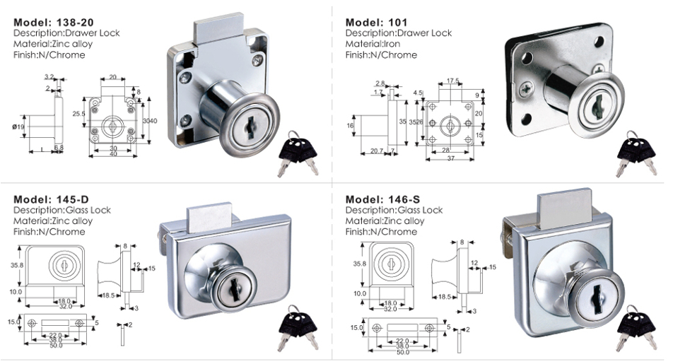 Furniture Lock / Chr Pipe / Upright Series